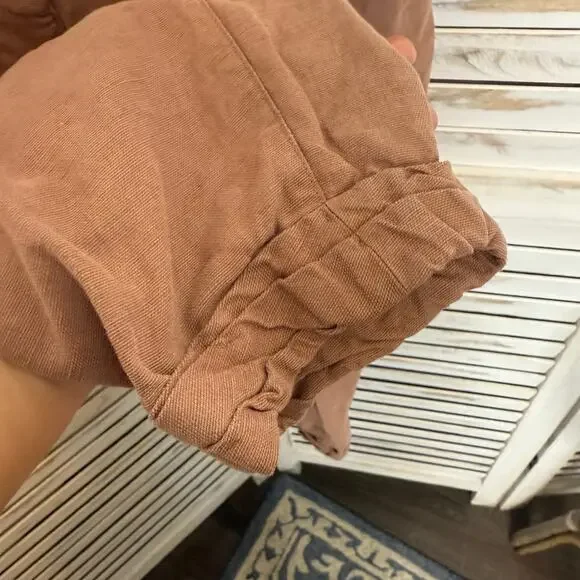 WILFRED ARITZIA Women's 8 Allant Linen Pants Cropped Waist Tie Moroccan Spice - Picture 8 of 16